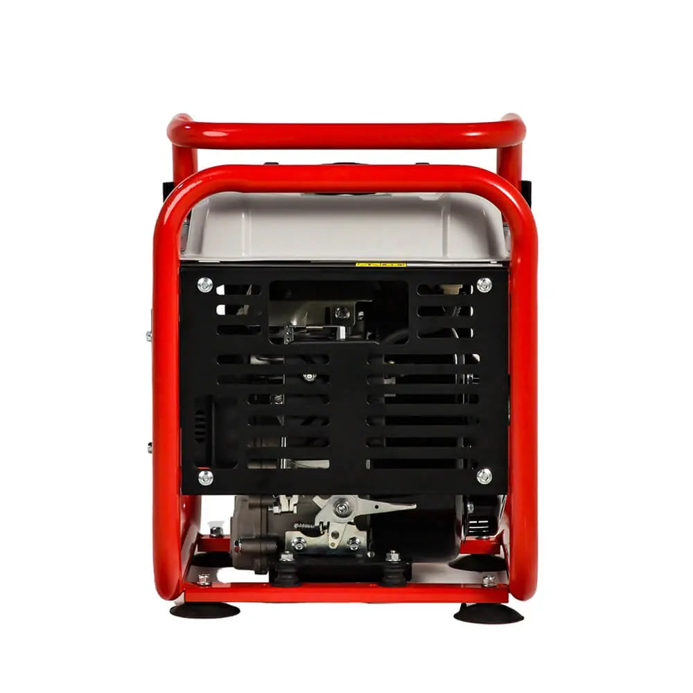 Achterzijde van de Invergi BS1500i inverter aggregaat met ventilatierooster en zichtbaar motorcompartiment