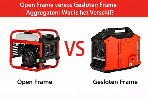 Vergelijking tussen een open frame en gesloten frame aggregaat met beide modellen naast elkaar afgebeeld