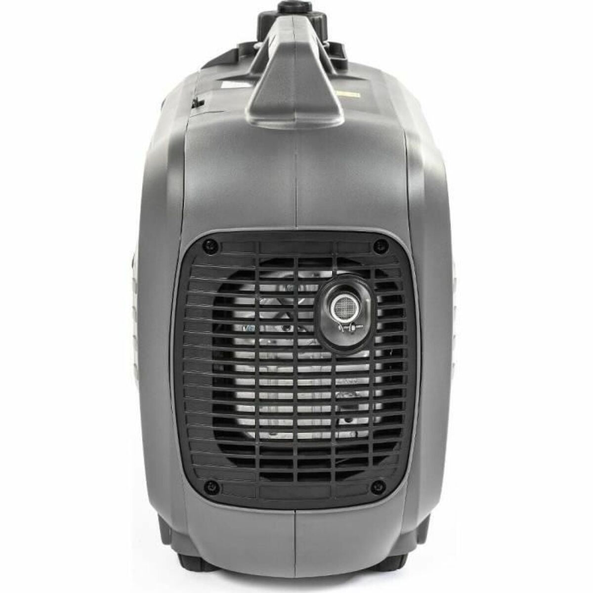 Fieldmann FZI 4018-Bi inverter aggregaat recht van achteren op witte achtergrond met ventilatierooste