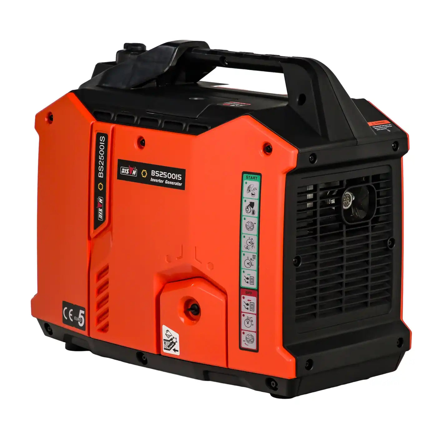 Invergi BS2500iS inverter aggregaat schuin van achteren met zichtbaar ventilatierooster