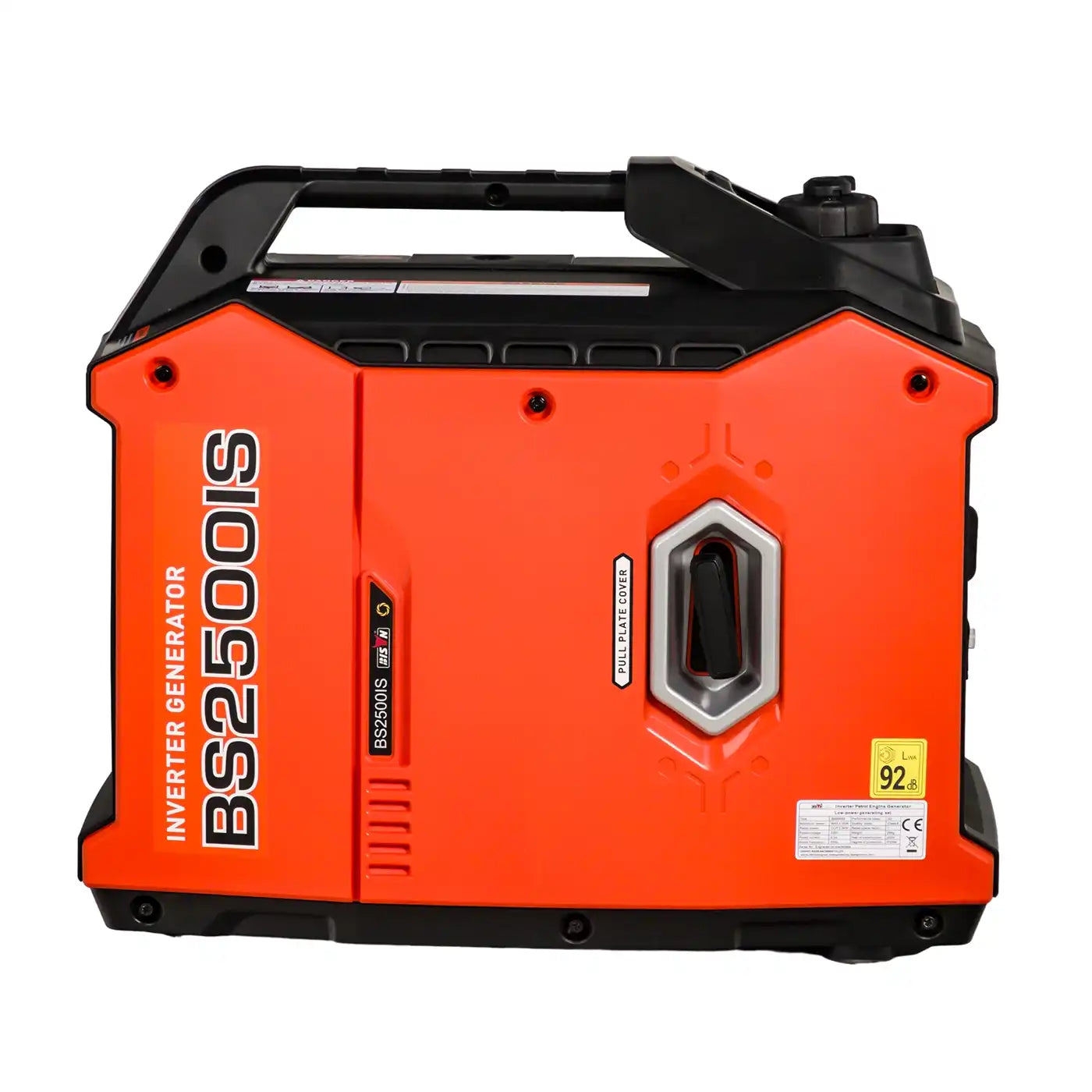 Linkerzijde van de Invergi BS2500iS inverter aggregaat met trekstarter en gesloten behuizing